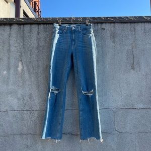PAIGE size 25 destructed blue jeans